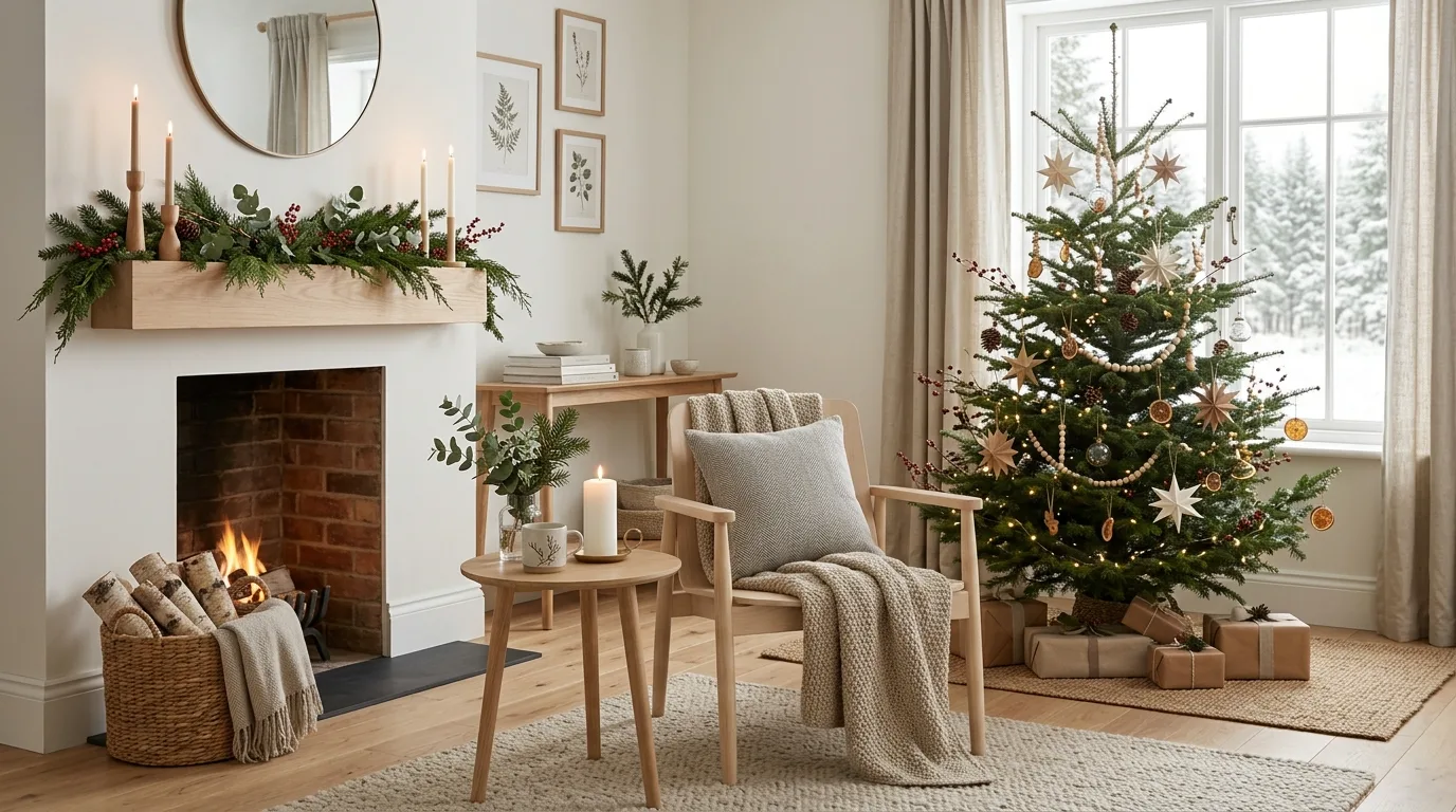 Keep the color palette narrow and intentionally calm inspiration for a minimalist holiday interior.